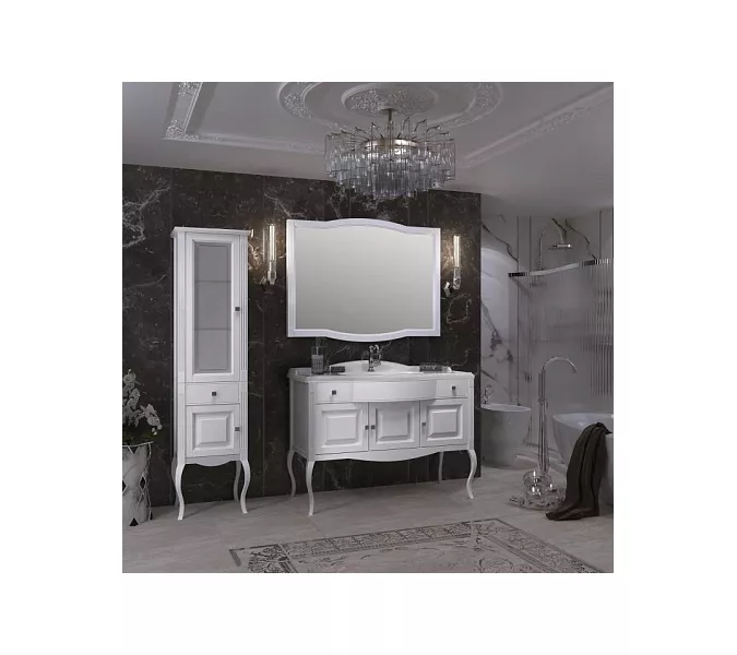 Тумба напольная с раковиной OPADIRIS Лаура -120  Белый матовый/swarovski хром, Выбрать цвет: Белый / Хром, Выбрать размер: 120, изображение 7