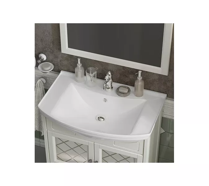 Тумба с раковиной OPADIRIS  Омега  слон.кость, Выбрать цвет: Слоновая кость, Выбрать размер: 75, изображение 5