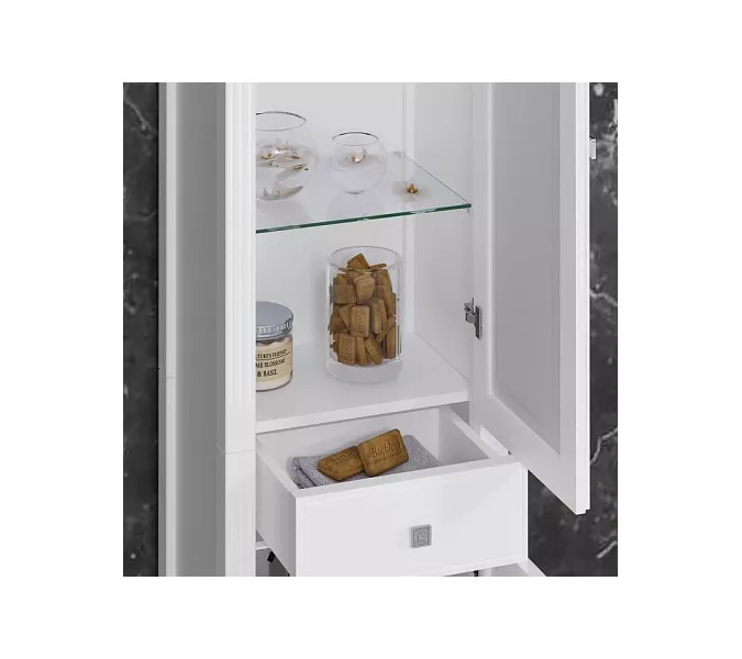 Пенал напольный OPADIRIS Лаура правый белый матовый/swarovski хром, Ориентация: Правая, Выбрать цвет: Белый/хром, изображение 4