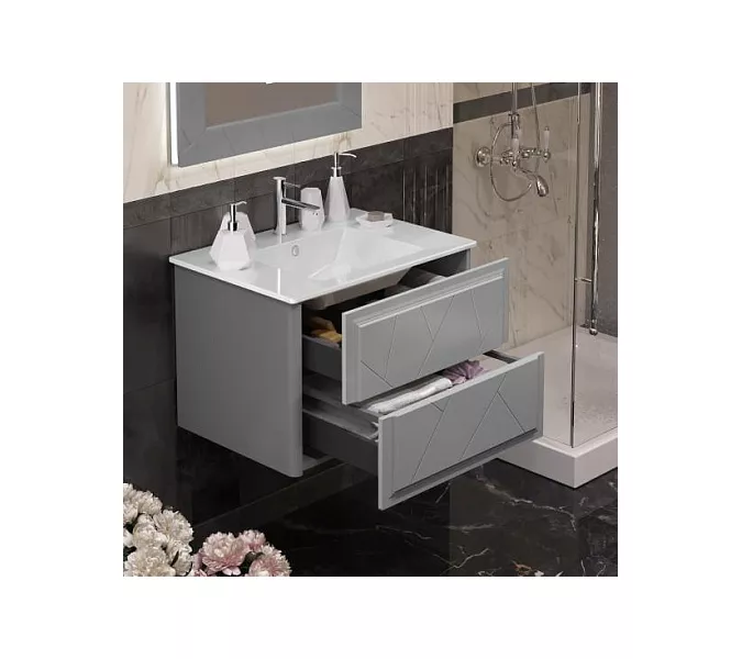 Тумба с раковиной  OPADIRIS Луиджи серый, Выбрать цвет: Серый, Выбрать размер: 70, изображение 6