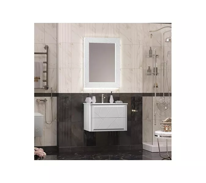 Тумба с раковиной  OPADIRIS Луиджи белый, Выбрать цвет: Белый, Выбрать размер: 70, изображение 7