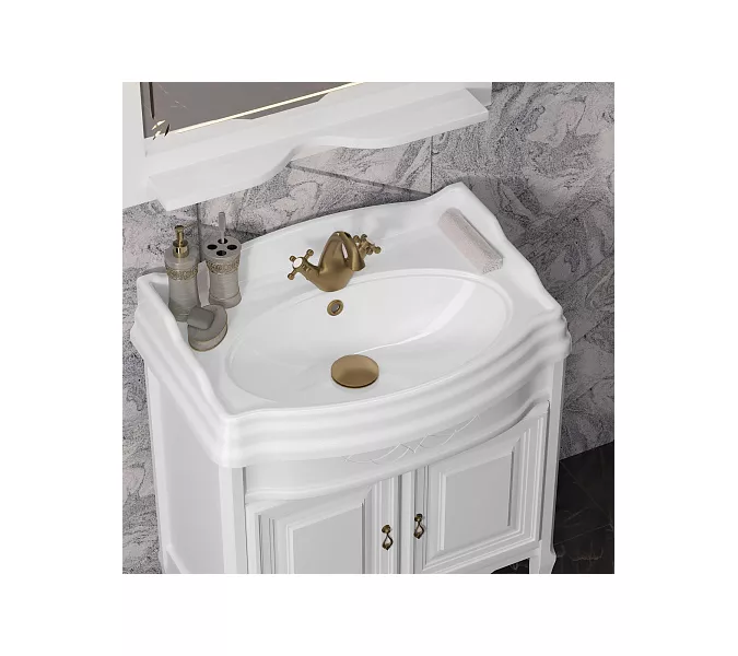 Тумба с раковиной OPADIRIS Лоренцо-60/80/100  белый, Выбрать цвет: Белый, Выбрать размер: 80, изображение 5