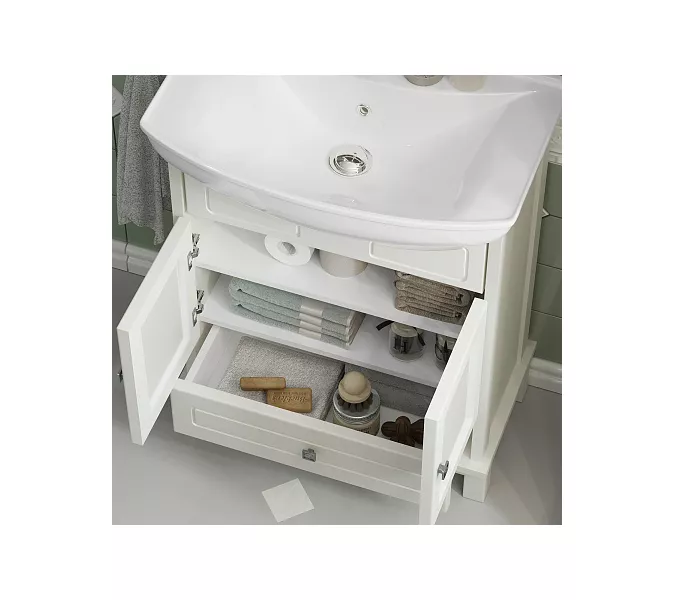 Тумба с раковиной OPADIRIS  Омега  слон.кость, Выбрать цвет: Слоновая кость, Выбрать размер: 65, изображение 4