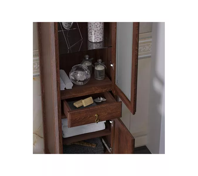 Пенал напольный одностворчатый OPADIRIS Лоренцо левый/правый, светлый орех, Выбрать цвет: Светлый орех, Ориентация: Правая, изображение 4