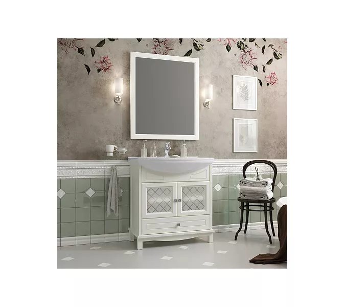 Тумба с раковиной OPADIRIS  Омега  слон.кость, Выбрать цвет: Слоновая кость, Выбрать размер: 75, изображение 6