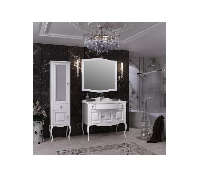 Пенал напольный OPADIRIS Лаура правый белый матовый/swarovski хром, Ориентация: Правая, Выбрать цвет: Белый/хром, изображение 5