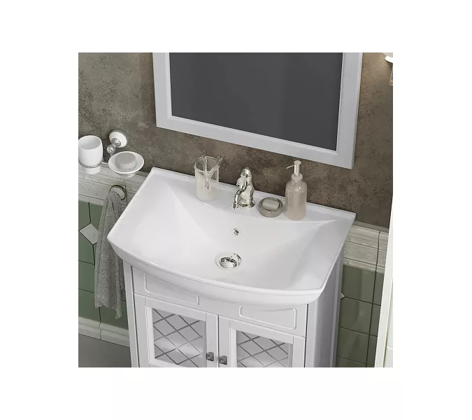 Тумба с раковиной OPADIRIS  Омега  белый матовый, Выбрать цвет: Белый матовый, Выбрать размер: 65, изображение 3