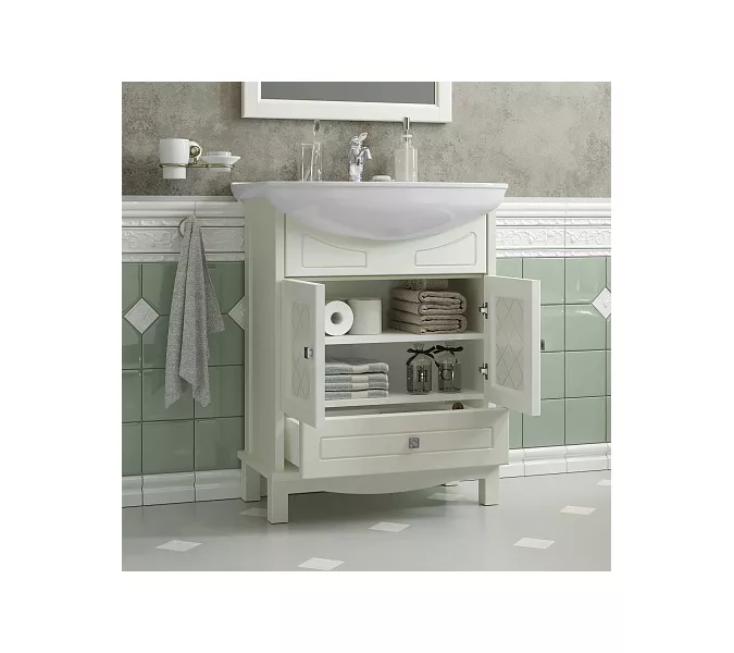 Тумба с раковиной OPADIRIS  Омега  слон.кость, Выбрать цвет: Слоновая кость, Выбрать размер: 65, изображение 3