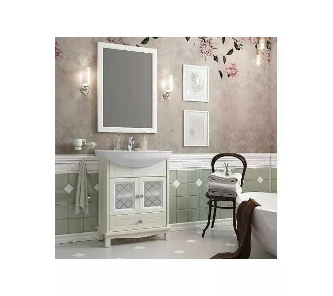 Тумба с раковиной OPADIRIS  Омега  слон.кость, Выбрать цвет: Слоновая кость, Выбрать размер: 65, изображение 7