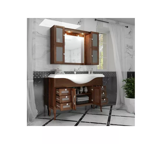 Тумбы с раковиной OPADIRIS Мираж  светлый орех/серебро, Выбрать цвет: Светлый орех, Выбрать размер: 120, изображение 6