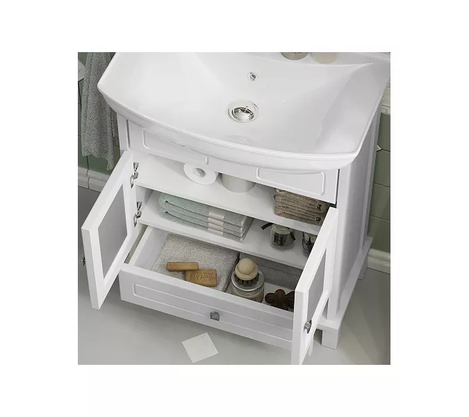 Тумба с раковиной OPADIRIS  Омега  белый матовый, Выбрать цвет: Белый матовый, Выбрать размер: 65, изображение 4