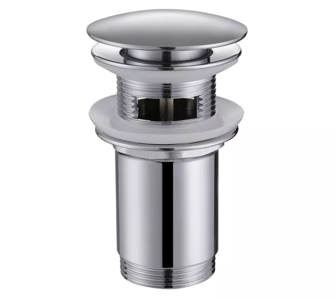 Донный клапан ABBER AF0010 с переливом, клик-клак, хром, Выбрать цвет: Хром