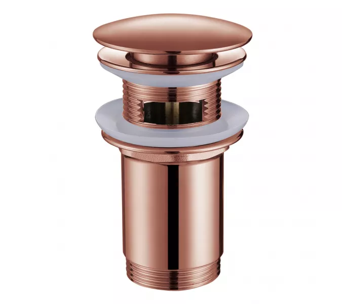 Донный клапан ABBER AF0010MRG с переливом, клик-клак, розовое золото матовое, Выбрать цвет: розовое золото матовое