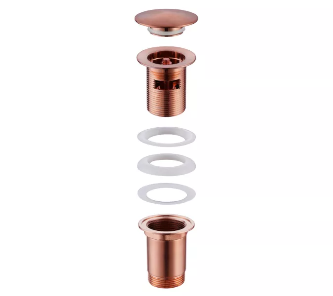 Донный клапан ABBER AF0010MRG с переливом, клик-клак, розовое золото матовое, Выбрать цвет: розовое золото матовое, изображение 2