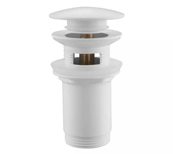 Донный клапан ABBER AF0010W с переливом, клик-клак, белый, Выбрать цвет: Белый