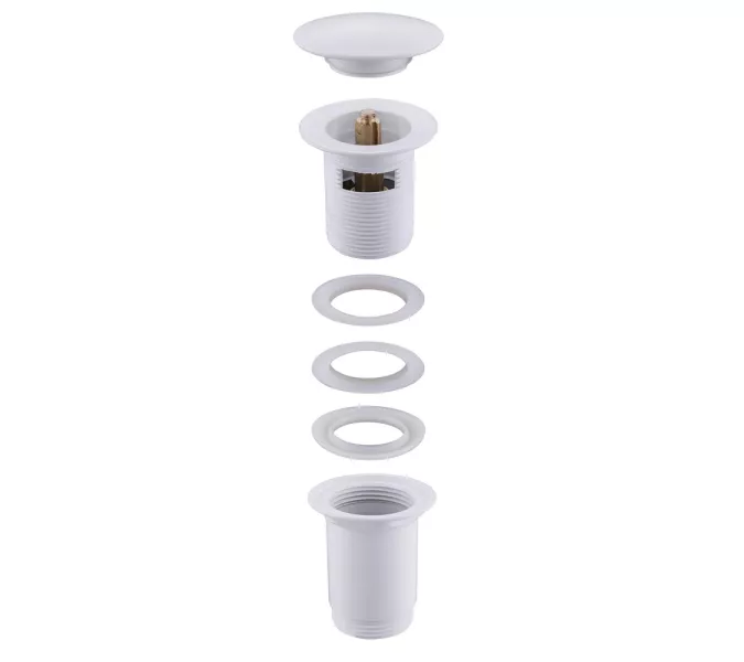 Донный клапан ABBER AF0010W с переливом, клик-клак, белый, Выбрать цвет: Белый, изображение 2