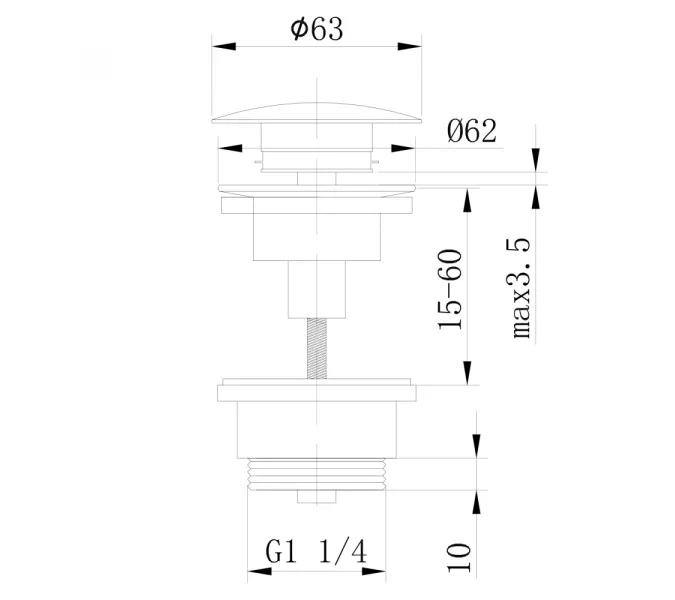Донный клапан ABBER AF0011G без перелива, клик-клак, золото матовое, Выбрать цвет: Золото матовое, изображение 2