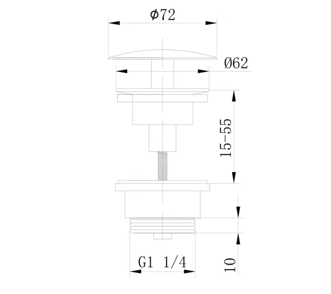 Донный клапан ABBER AF0012NG без перелива, фиксированный, никель, Выбрать цвет: Никель, изображение 2