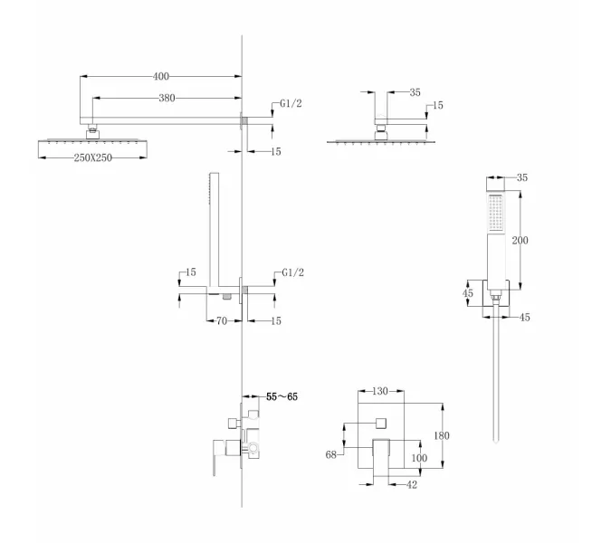 Душевая система ABBER Daheim AF8219NG скрытого монтажа без излива, никель, Выбрать цвет: Никель, изображение 3