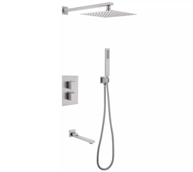 Душевая система ABBER Daheim AF8250SP скрытого монтажа с изливом, термостат, сатин, Выбрать цвет: Сатин
