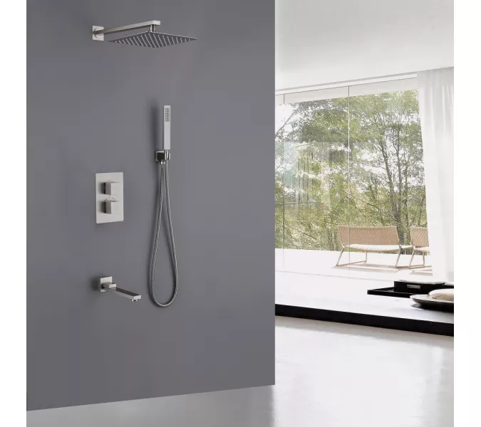 Душевая система ABBER Daheim AF8250SP скрытого монтажа с изливом, термостат, сатин, Выбрать цвет: Сатин, изображение 2