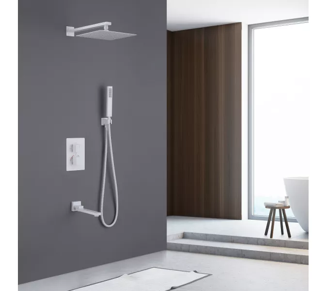 Душевая система ABBER Daheim AF8250W скрытого монтажа с изливом, термостат, белая матовая, Выбрать цвет: Белый матовый, изображение 2