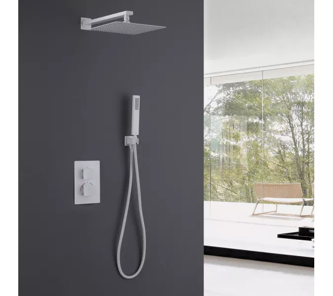 Душевая система ABBER Daheim AF8251W скрытого монтажа без излива, термостат,белый матовый, Выбрать цвет: Белый матовый, изображение 2