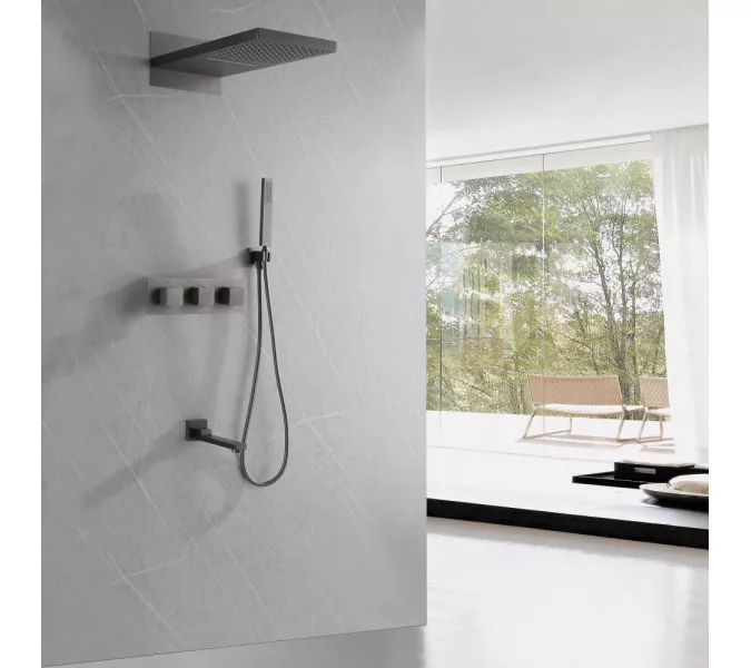 Душевая система ABBER Daheim AF8253NG скрытого монтажа с изливом, термостат, никель, Выбрать цвет: Никель, изображение 2