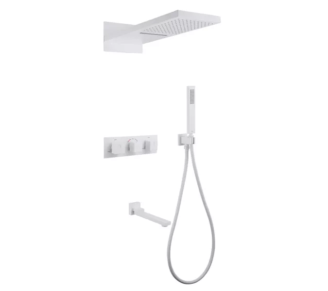 Душевая система ABBER Daheim AF8253W скрытого монтажа с изливом, термостат, белый матовый, Выбрать цвет: Белый матовый