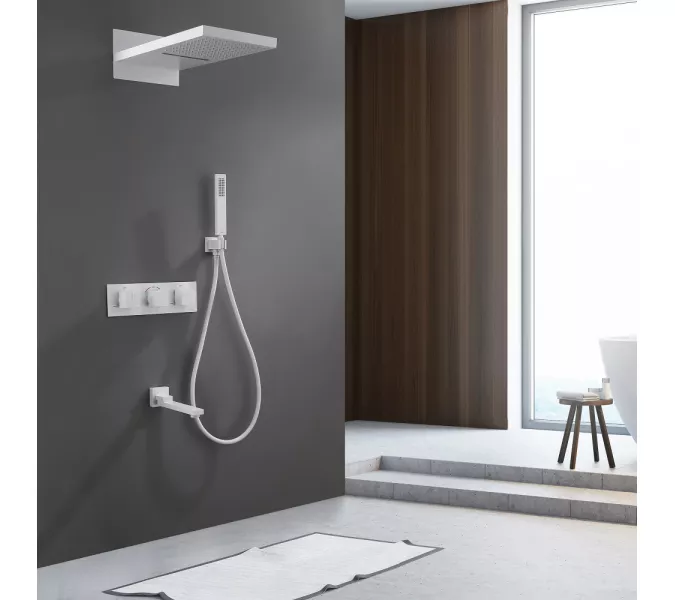 Душевая система ABBER Daheim AF8253W скрытого монтажа с изливом, термостат, белый матовый, Выбрать цвет: Белый матовый, изображение 2