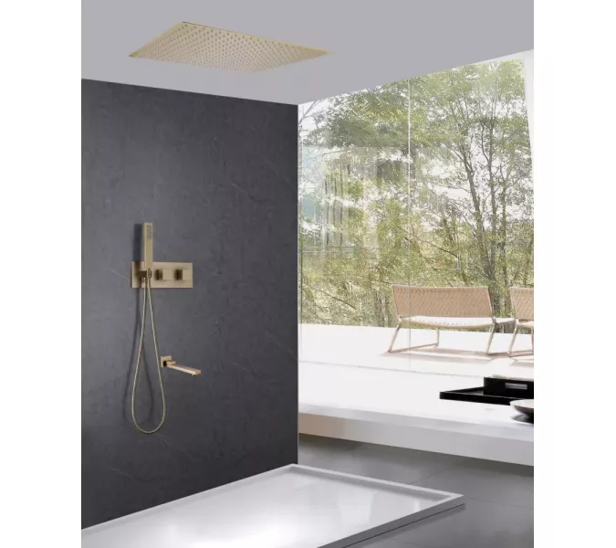 Душевая система ABBER Daheim AF8254G скрытого монтажа с изливом, термостат, золото матовое, Выбрать цвет: Золото матовое, изображение 2