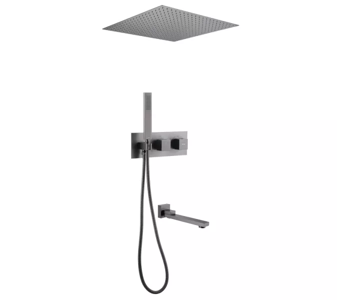 Душевая система ABBER Daheim AF8254NG скрытого монтажа с изливом, термостат, никель, Выбрать цвет: Никель