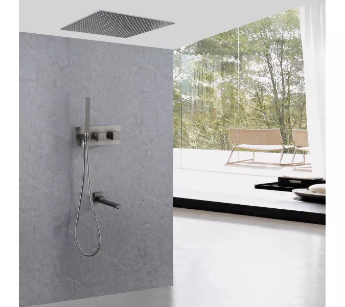 Душевая система ABBER Daheim AF8254NG скрытого монтажа с изливом, термостат, никель, Выбрать цвет: Никель, изображение 2