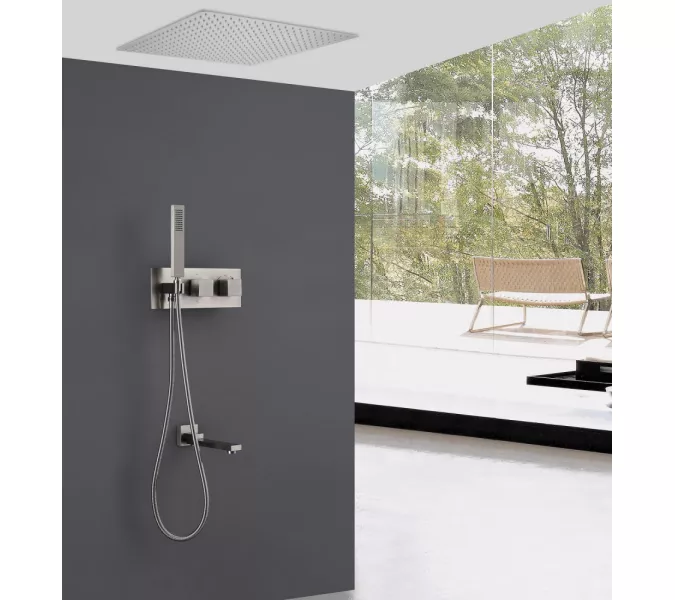 Душевая система ABBER Daheim AF8254SP скрытого монтажа с изливом, термостат, сатин, Выбрать цвет: Сатин, изображение 2