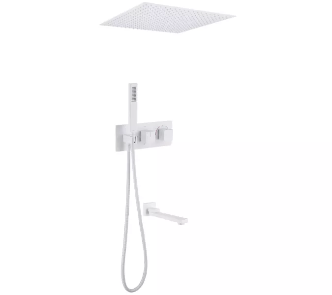 Душевая система ABBER Daheim AF8254W скрытого монтажа с изливом, термостат, белая матовая, Выбрать цвет: Белый матовый