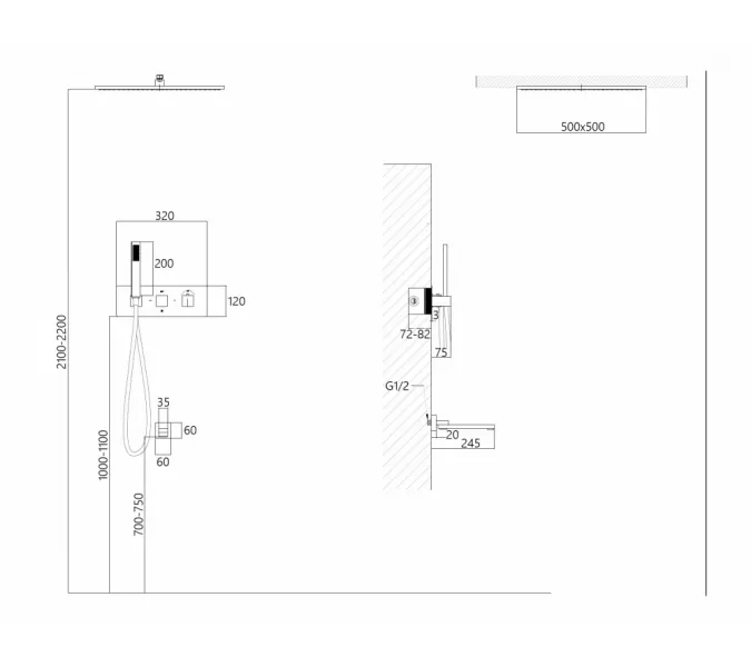 Душевая система ABBER Daheim AF8254W скрытого монтажа с изливом, термостат, белая матовая, Выбрать цвет: Белый матовый, изображение 3