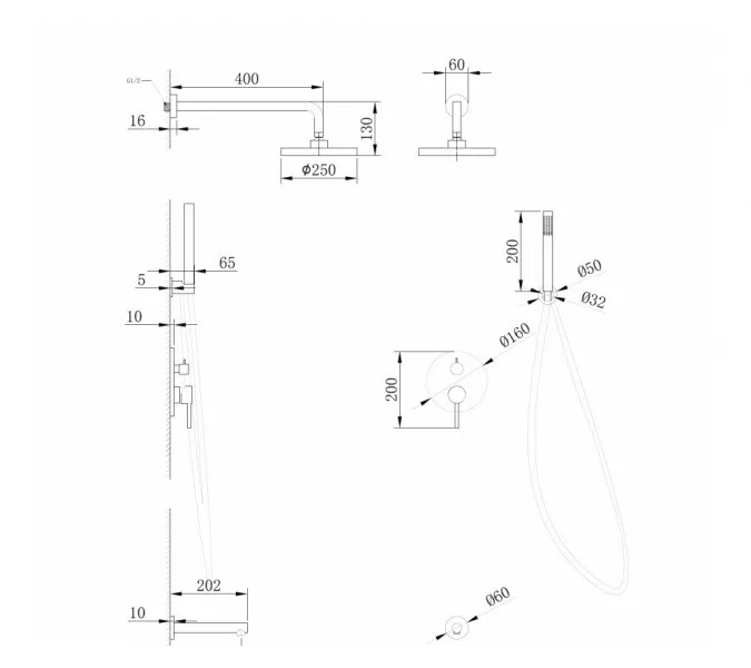 Душевая система ABBER Emotion AF8817NG скрытого монтажа с изливом, никель, Выбрать цвет: Никель, изображение 3