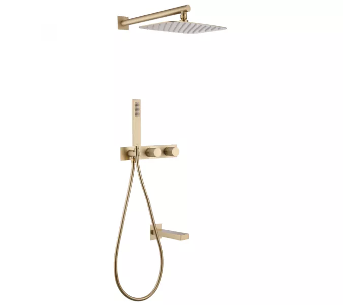 Душевая система ABBER Rund AF8717G скрытого монтажа с изливом, золотое матовое, Выбрать цвет: Золото матовое