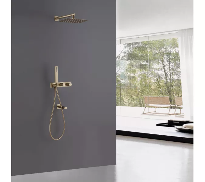 Душевая система ABBER Rund AF8717G скрытого монтажа с изливом, золотое матовое, Выбрать цвет: Золото матовое, изображение 2