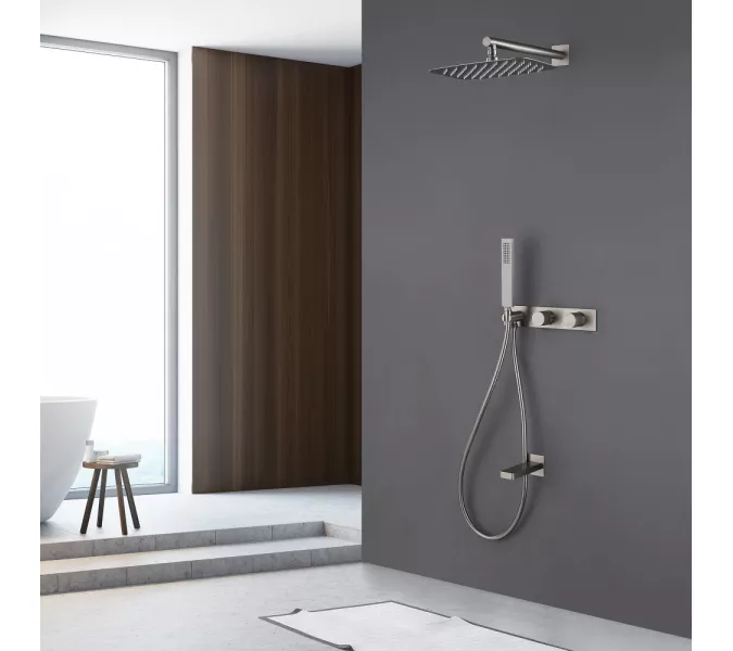 Душевая система ABBER Rund AF8717SP скрытого монтажа с изливом, сатин, Выбрать цвет: Сатин, изображение 2