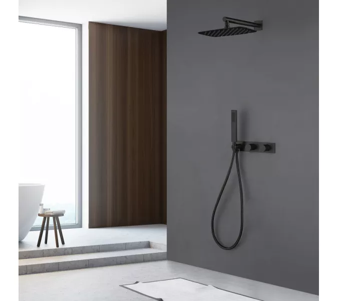 Душевая система ABBER Rund AF8718B скрытого монтажа без излива, черный матовый, Выбрать цвет: Черный матовый, изображение 3