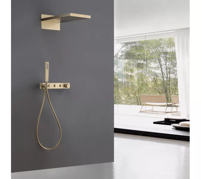 Душевая система ABBER Rund AF8752G скрытого монтажа без излива, термостат, золото матовое, Выбрать цвет: Золото матовое, изображение 2