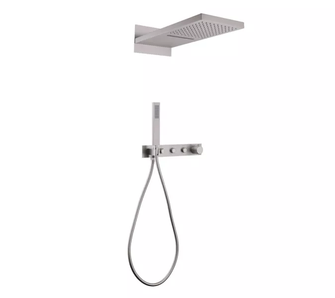 Душевая система ABBER Rund AF8752SP скрытого монтажа без излива, термостат, сатин, Выбрать цвет: Сатин