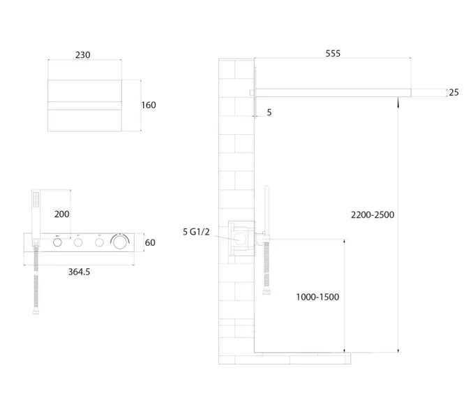 Душевая система ABBER Rund AF8752SP скрытого монтажа без излива, термостат, сатин, Выбрать цвет: Сатин, изображение 3