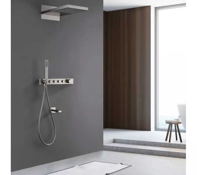 Душевая система ABBER Rund AF8753SP скрытого монтажа с изливом, термостат, сатин, Выбрать цвет: Сатин, изображение 2