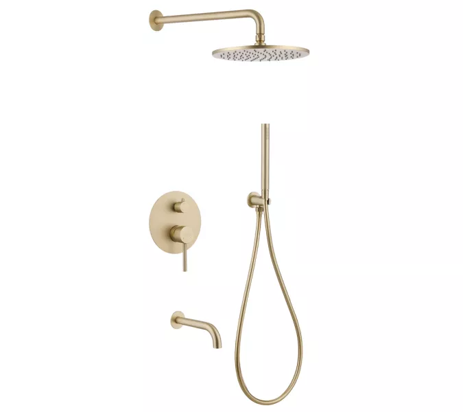 Душевая система ABBER Wasser Kreis AF8117G скрытого монтажа с изливом, золото матовое, Выбрать цвет: Золото матовое