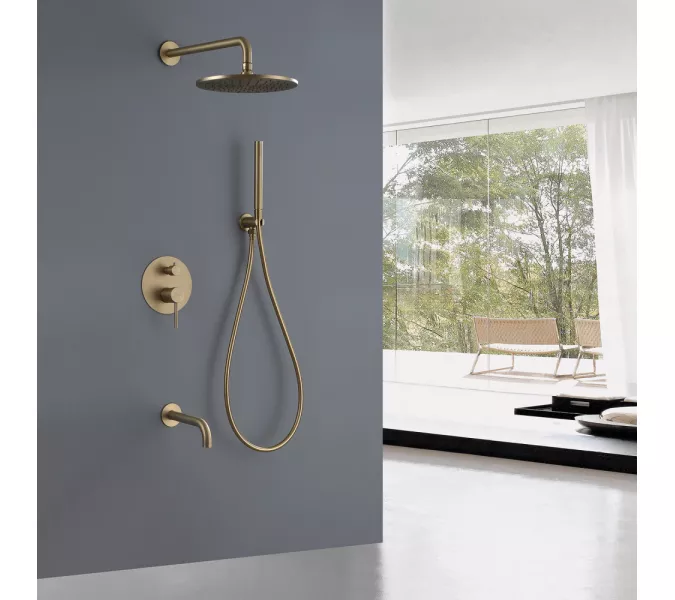 Душевая система ABBER Wasser Kreis AF8117G скрытого монтажа с изливом, золото матовое, Выбрать цвет: Золото матовое, изображение 2
