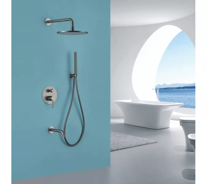 Душевая система ABBER Wasser Kreis AF8117NG скрытого монтажа с изливом, никель, Выбрать цвет: Никель, изображение 2