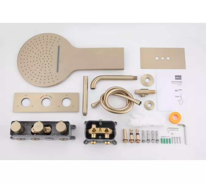 Душевая система ABBER Wasser Kreis AF8150G скрытого монтажа с изливом, термостат, золото матовое, Выбрать цвет: Золото матовое, изображение 3