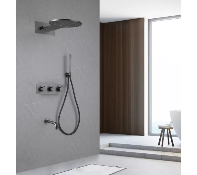 Душевая система ABBER Wasser Kreis AF8150NG скрытого монтажа с изливом, термостат, никель, Выбрать цвет: Никель, изображение 2